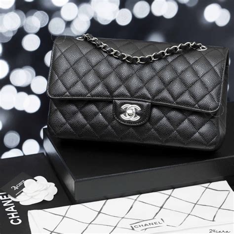 chanel classic flap bag caviar medium silver|Classic Handbags .